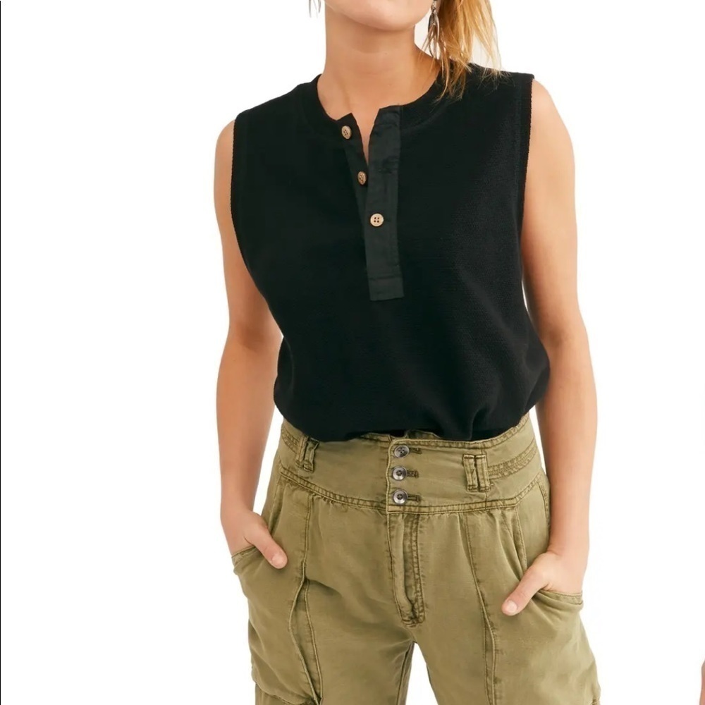 Free People Peek Aye Bodysuit Sleeveless Black